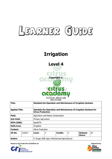 Irrigation NQ 4 Learner Guide