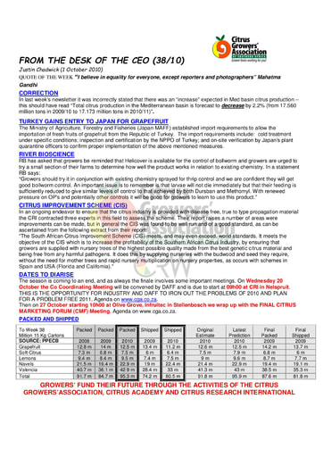 CGA - CEO Newsletter 38/2010 (01/10/10)