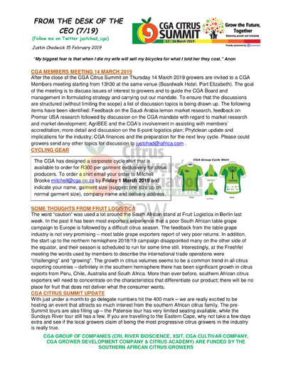 CGA - CEO Newsletter 07/2019 (15/02/19)