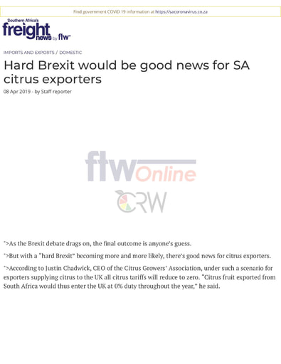 Hard Brexit would be good news for SA citrus exporters