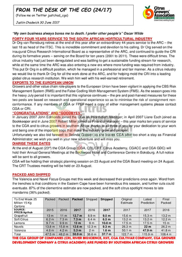CGA - CEO Newsletter 24/2017 (30/06/17)