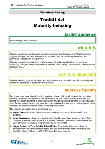 Toolkit 4.1 - Maturity Indexing