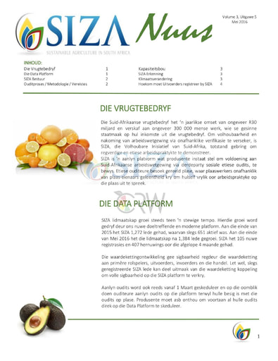 SIZA Nuus Vol. 3, Uitgawe 5 (05/2016)