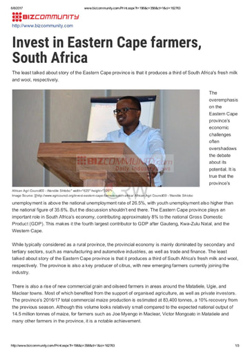 Invest in Eastern Cape farmers South Africa