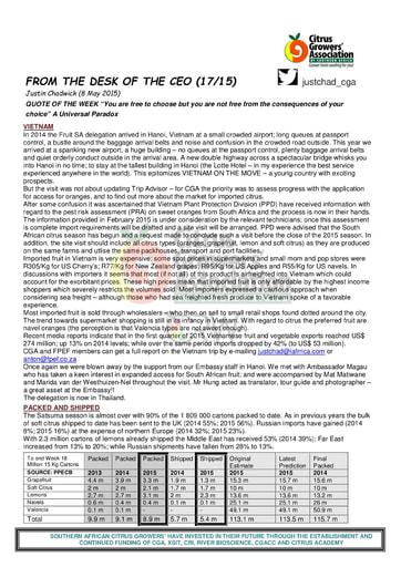 CGA - CEO Newsletter 17/2015 (08/05/15)