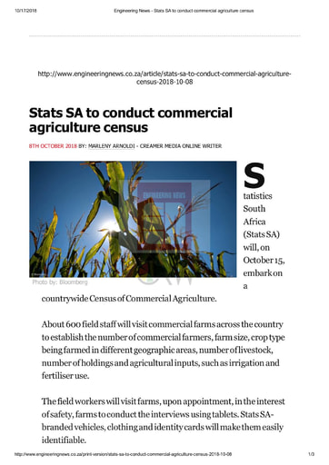 Stats SA to conduct commercial agriculture census