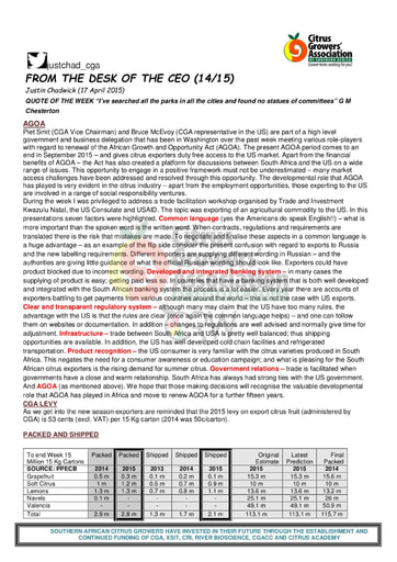 CGA - CEO Newsletter 14/2015 (17/04/15)