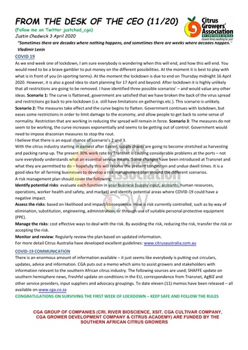 CGA - CEO Newsletter 11/2020 (03/04/20)
