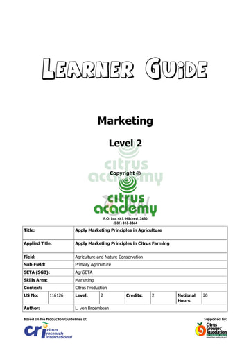 Marketing NQ 2 Learner Guide