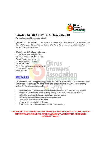 CGA - CEO Newsletter 50/2010 (23/12/10)