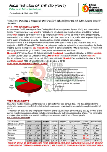 CGA - CEO Newsletter 40/2017 (20/10/17)