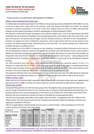 CGA - CEO Newsletter 18/2021 (14/05/21)