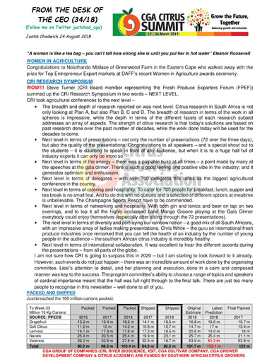 CGA - CEO Newsletter 34/2018 (24/08/18)