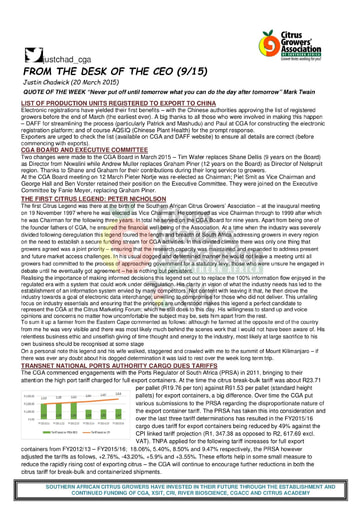 CGA - CEO Newsletter 09/2015 (20/03/15)