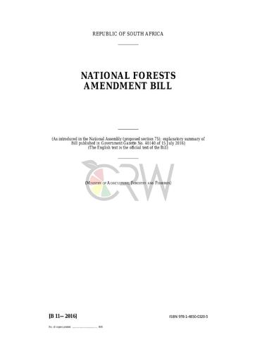 National Forests Amendment Bill B11 - 2016