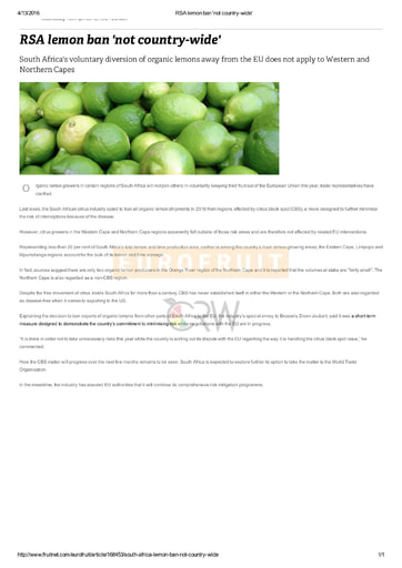 RSA lemon ban not 'country-wide'