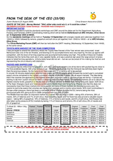 CGA - CEO Newsletter 33/2009 (21/08/09)