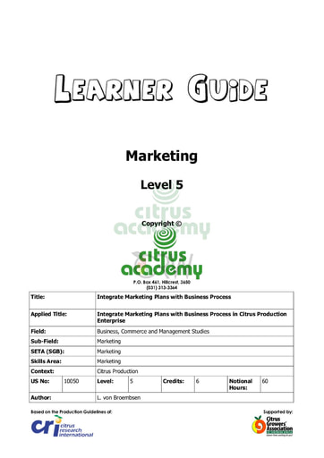 Marketing NQ 5 Learner Guide