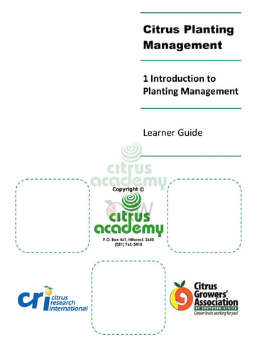 Citrus Planting Management Learner Guide