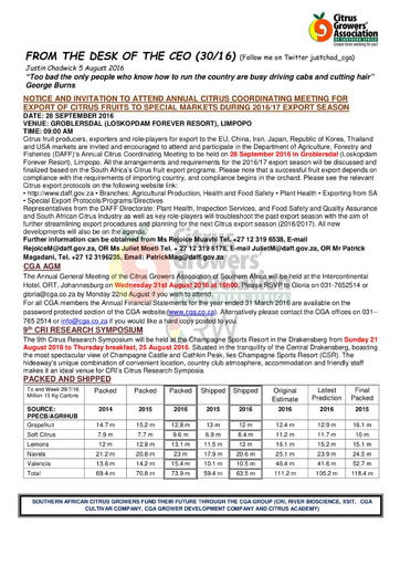 CGA - CEO Newsletter 30/2016 (05/08/16)