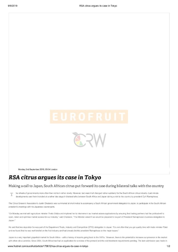 RSA citrus argues its case in Tokyo