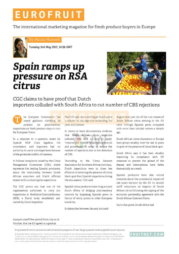 Spain ramps up pressure on RSA citrus