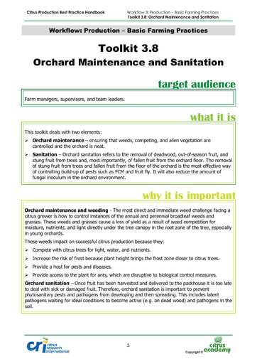 Toolkit 3.8 - Orchard Maintenance and Sanitation