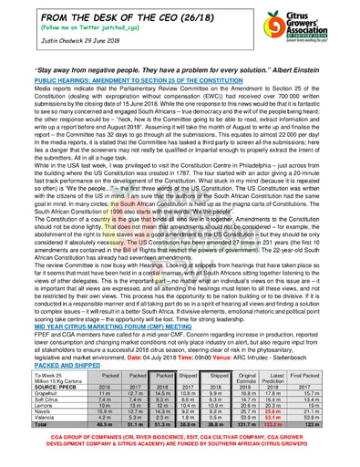 CGA - CEO Newsletter 26/2018 (29/06/18)