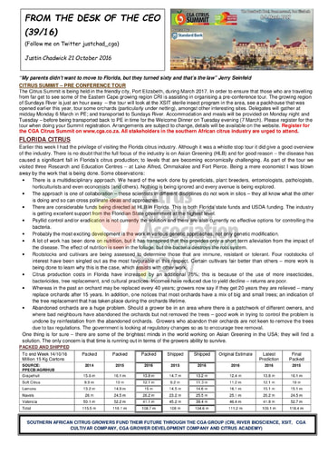 CGA - CEO Newsletter 39/2016 (21/10/16)