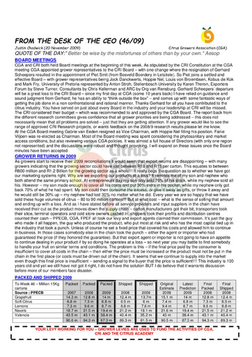 CGA - CEO Newsletter 46/2009 (20/11/09)