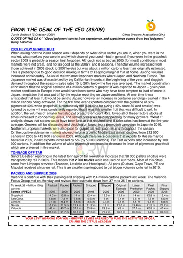 CGA - CEO Newsletter 39/2009 (02/10/09)
