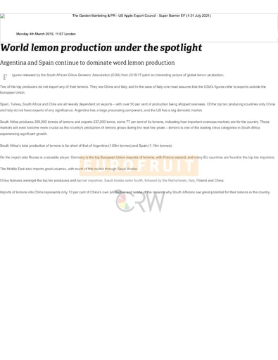 World lemon production under the spotlight