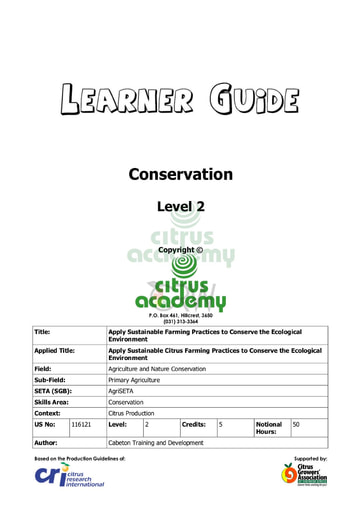 Conservation NQ 2 Learner Guide
