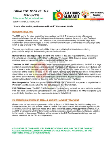 CGA - CEO Newsletter 02/2019 (11/01/19)