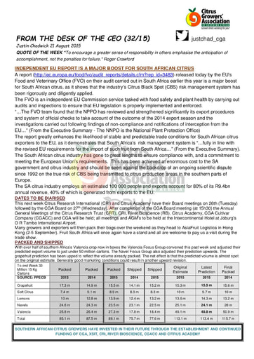 CGA - CEO Newsletter 32/2015 (21/08/15)