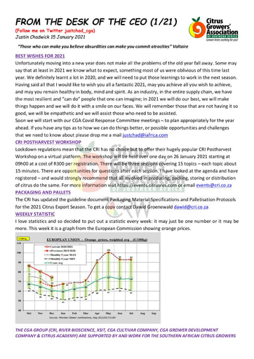 CGA - CEO Newsletter 01/2021 (15/01/21)