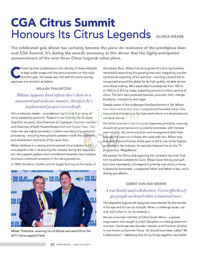CGA Citrus Summit Honours Its Citrus Legends