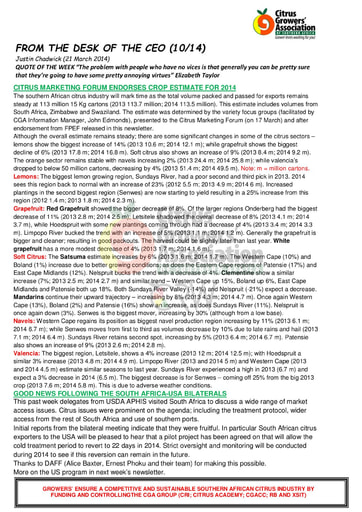 CGA - CEO Newsletter 10/2014 (21/03/14)