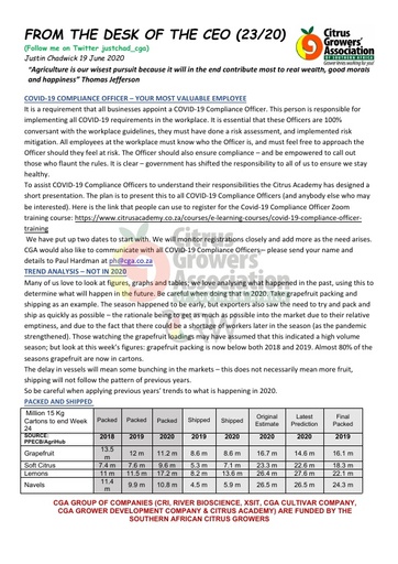 CGA - CEO Newsletter 23/2020 (19/06/20)