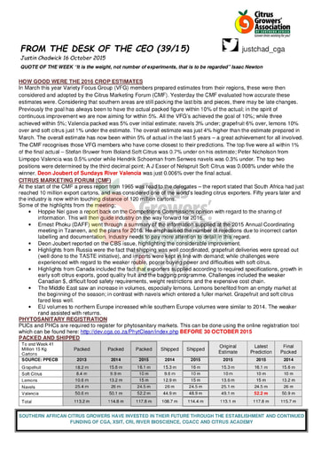 CGA - CEO Newsletter 39/2015 (16/10/15)