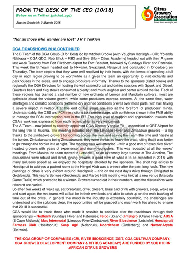 CGA - CEO Newsletter 10/2018 (09/03/18)
