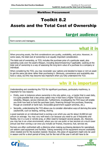 Toolkit 8.2 - Assets and Total Cost of Ownership
