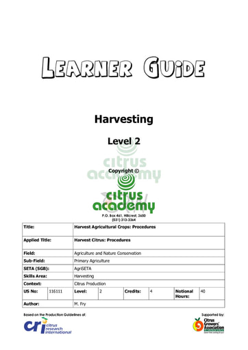 Harvesting NQ 2 Learner Guide