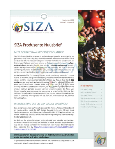 SIZA Nuus Vol. 9, Uitgawe 3 (09/2019)