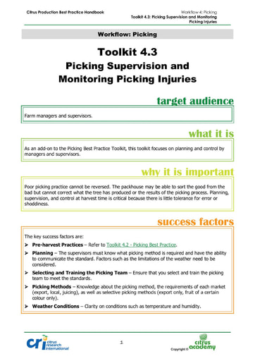 Toolkit 4.3 - Picking Supervision and Monitoring Picking Injuries