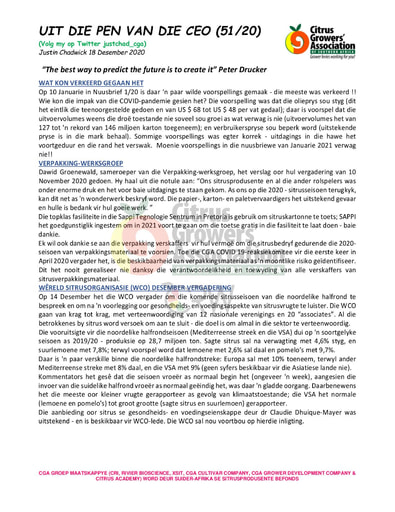 CGA - CEO Nuusbrief 51/2020 (18/12/20)