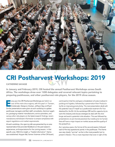 CRI Postharvest Workshops: 2019
