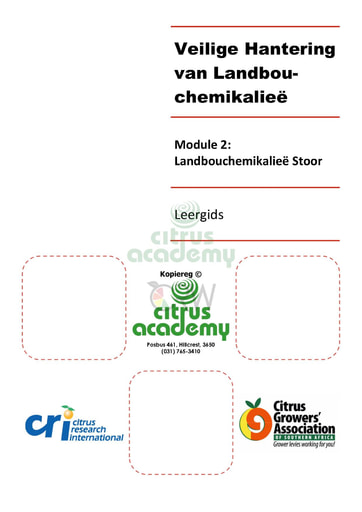 Module 2 - Landbouchemikalieë Stoor
