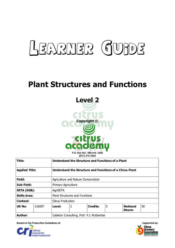 Plant Structures and Functions NQ 2 Learner Guide