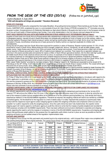 CGA - CEO Newsletter 20/2016 (03/06/16)